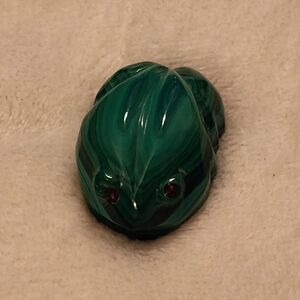 NEW & VINTAGE! Malachite Frog Figurine